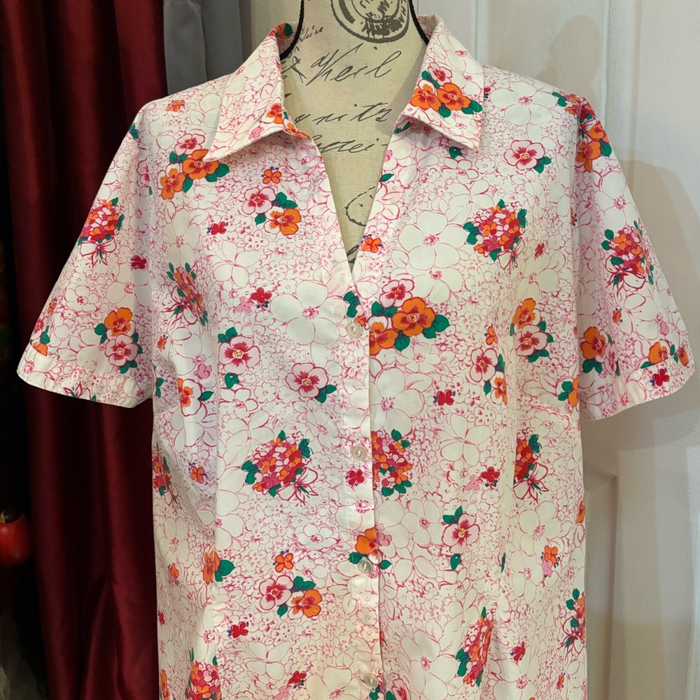 Vintage Basic Editions Gloral Button Down Top - image 3